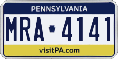 PA license plate MRA4141