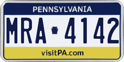 PA license plate MRA4142