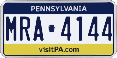 PA license plate MRA4144