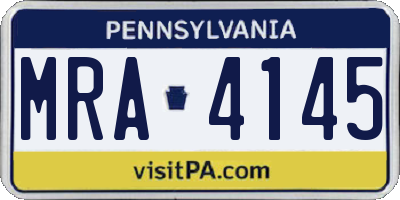 PA license plate MRA4145