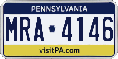 PA license plate MRA4146
