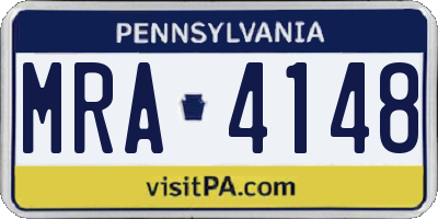 PA license plate MRA4148