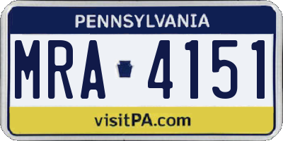 PA license plate MRA4151
