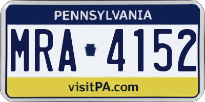 PA license plate MRA4152