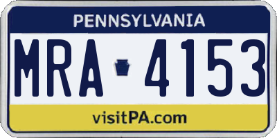 PA license plate MRA4153