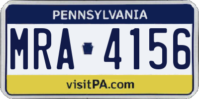 PA license plate MRA4156