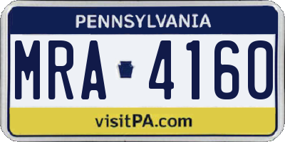PA license plate MRA4160