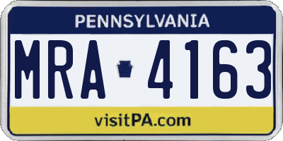 PA license plate MRA4163