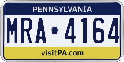 PA license plate MRA4164