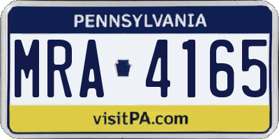 PA license plate MRA4165