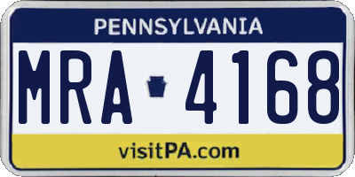 PA license plate MRA4168