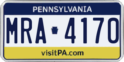 PA license plate MRA4170