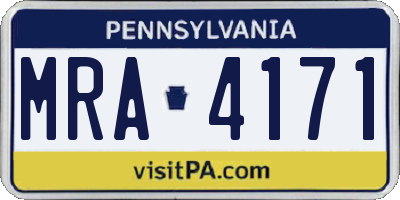 PA license plate MRA4171