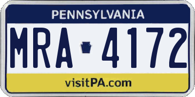 PA license plate MRA4172