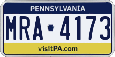 PA license plate MRA4173