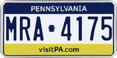 PA license plate MRA4175