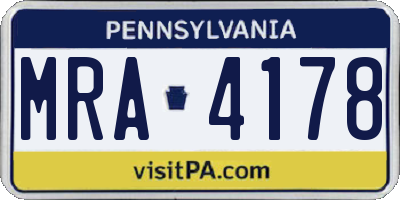 PA license plate MRA4178