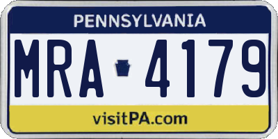 PA license plate MRA4179