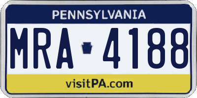PA license plate MRA4188