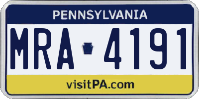 PA license plate MRA4191