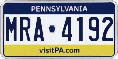 PA license plate MRA4192