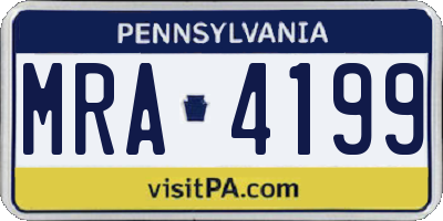 PA license plate MRA4199