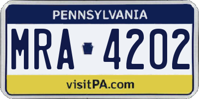 PA license plate MRA4202