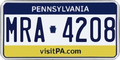 PA license plate MRA4208