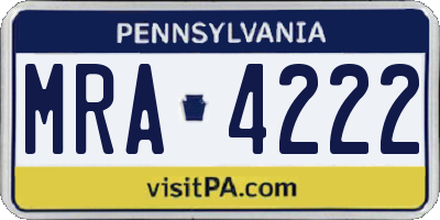 PA license plate MRA4222