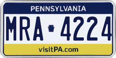 PA license plate MRA4224