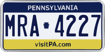 PA license plate MRA4227