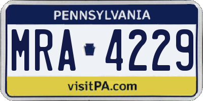 PA license plate MRA4229