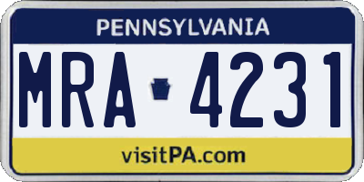 PA license plate MRA4231