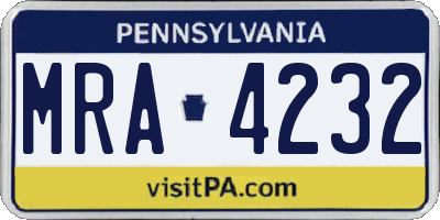PA license plate MRA4232