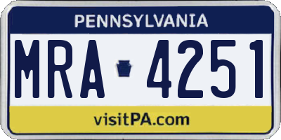 PA license plate MRA4251