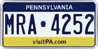 PA license plate MRA4252