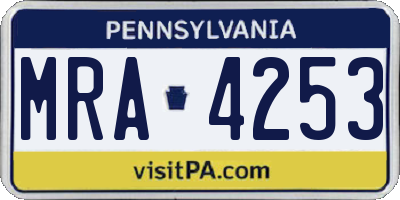 PA license plate MRA4253