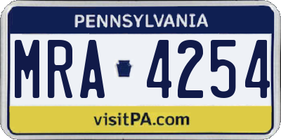 PA license plate MRA4254
