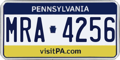 PA license plate MRA4256