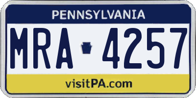 PA license plate MRA4257