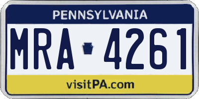 PA license plate MRA4261