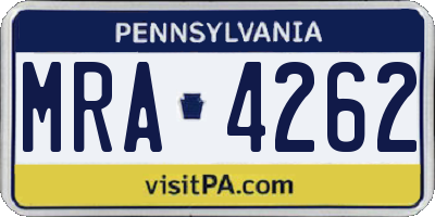 PA license plate MRA4262