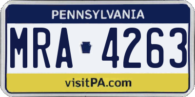 PA license plate MRA4263