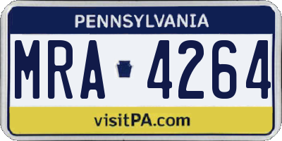 PA license plate MRA4264