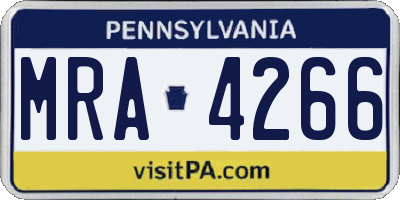 PA license plate MRA4266