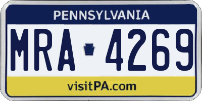 PA license plate MRA4269