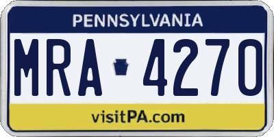 PA license plate MRA4270
