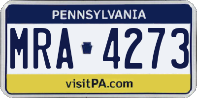 PA license plate MRA4273