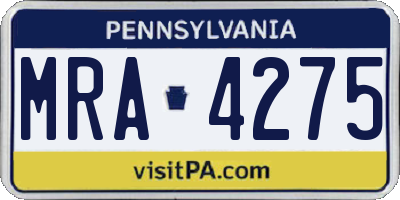 PA license plate MRA4275