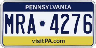 PA license plate MRA4276